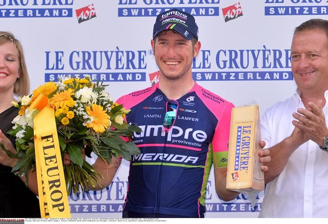 Sacha Modolo (Lampre-Merida) celebrates his victory in the Tour de Suisse stage 5