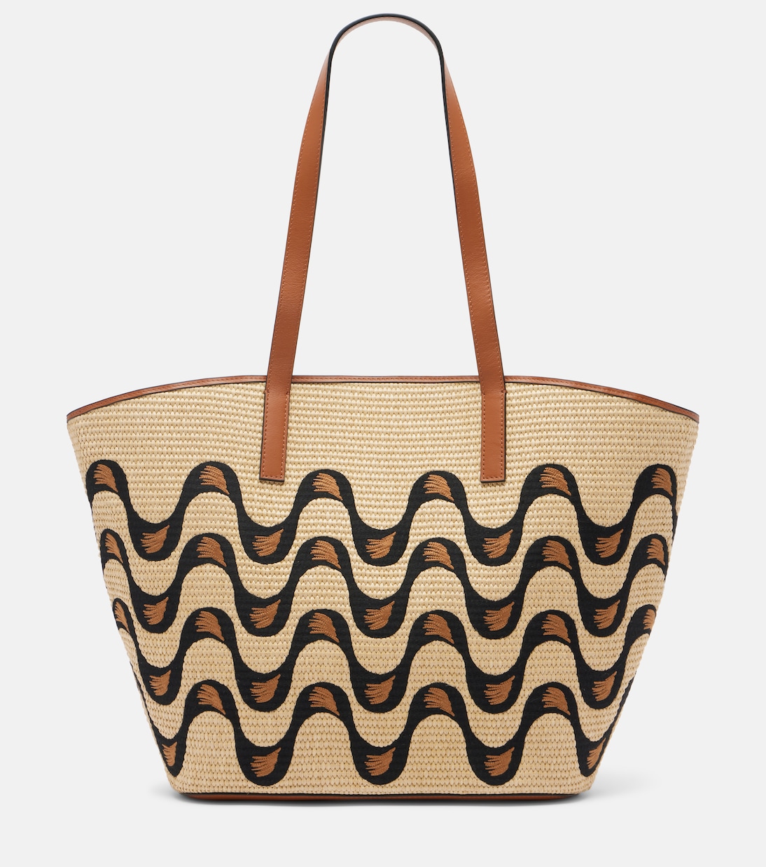 Basket Large Leather-Trimmed Tote Bag in Multicoloured - Farm Rio