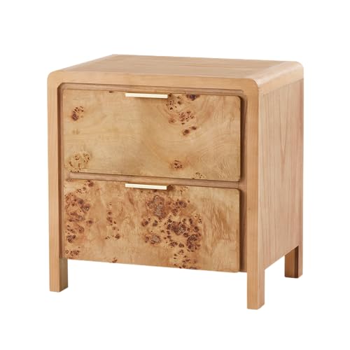 Cozayh Fully Assembled Farmhouse Nightstand With Drawer, Distressed Wood Retro Accent Bedside Table, Small Nightstand Organizer, Mid Century Modern End Table for Bedroom, Rustic, Burl