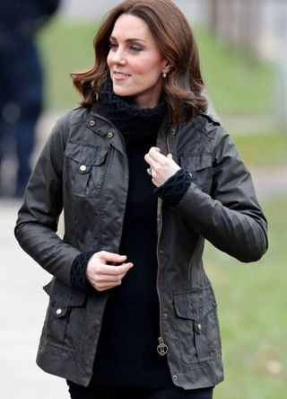 Kate Middleton in a Barbour coat