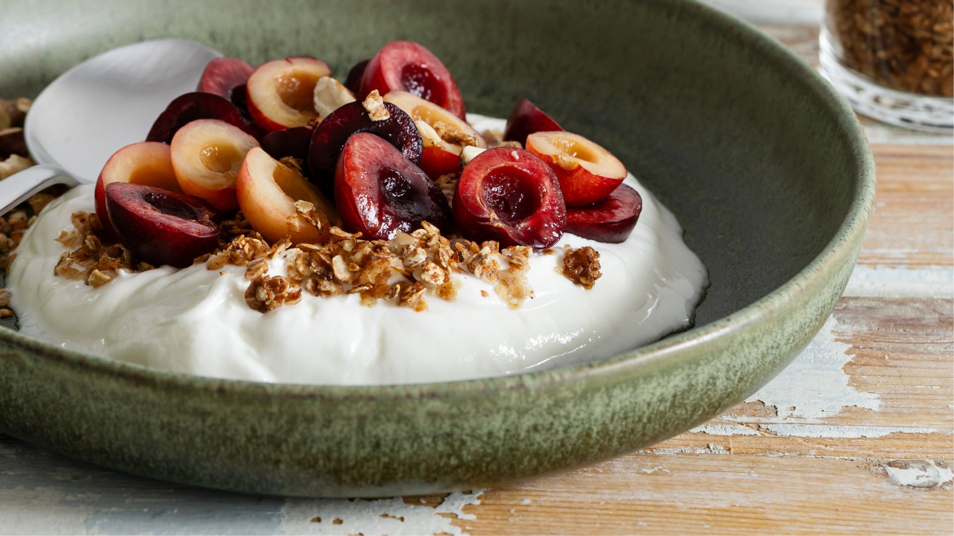 Bowl of greek yoghurt with fruit
