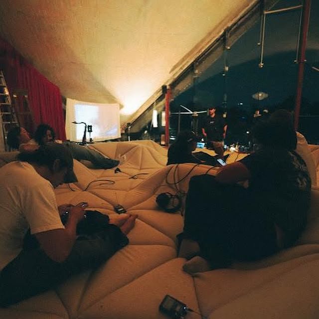 Pierre Paulin dune sofa for fred again and Latin Mafia mixtape recording session