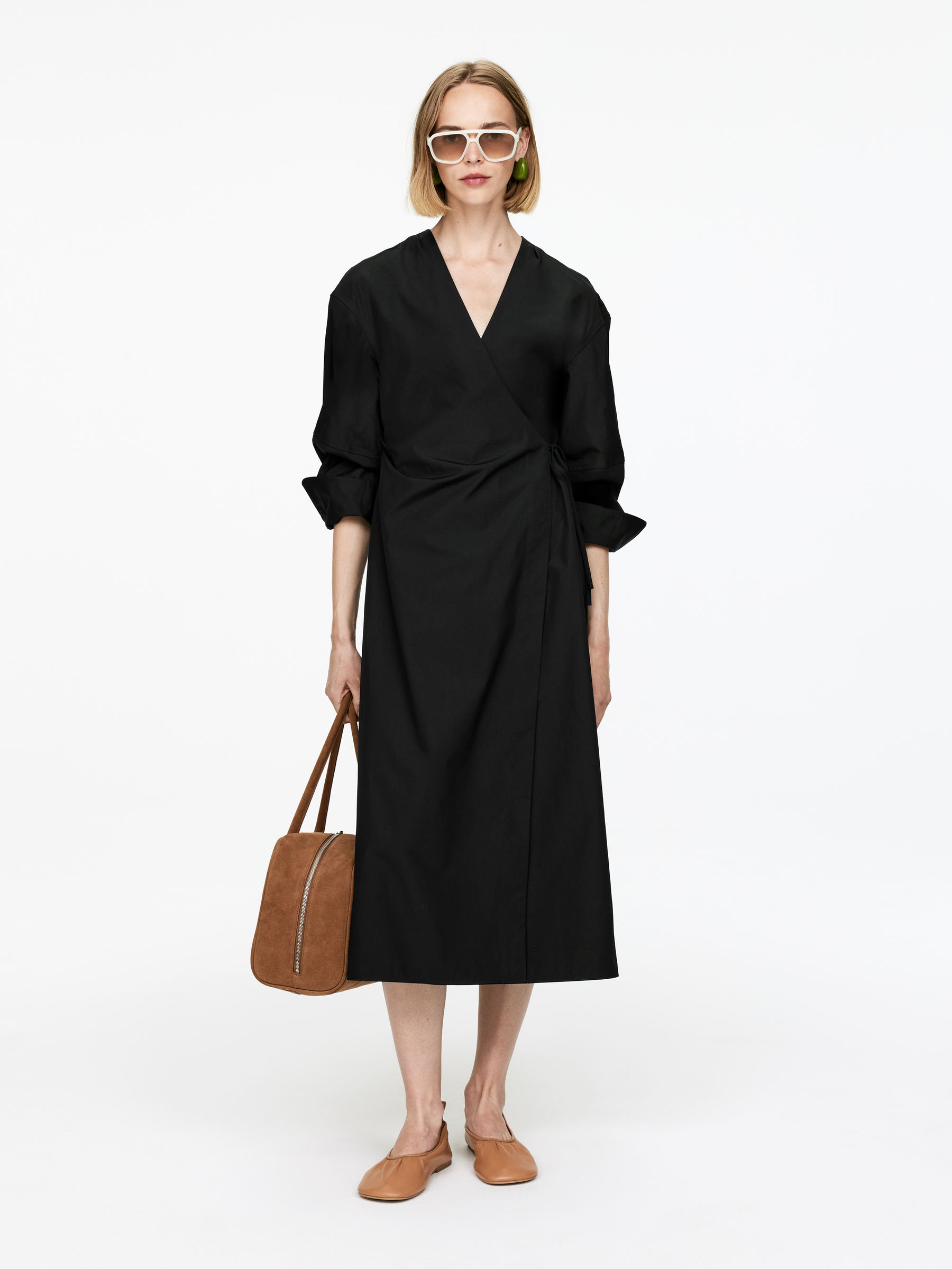 Cotton Wrap Dress 
 Black 
 Women 
 Arket Gb