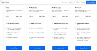 Square's pricing plans