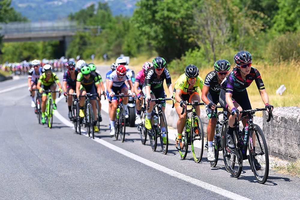 The peloton in action during stage 7 at the Giro Rosa