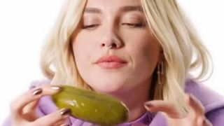 Florence Pugh tries a spicy pickle
