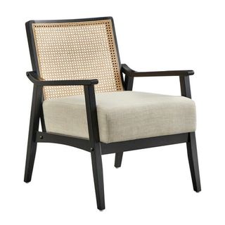 Lifestorey Serena Cane and Solid Wood Accent Chair Black