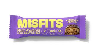 Misfits protein bar packet, chocolate caramel flavour