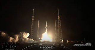 A SpaceX Falcon 9 rocket launches a communications satellite for the company Globalstar on June 19, 2022.