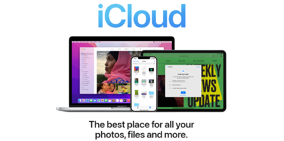 Website screenshot of photo storage and sharing site iCloud