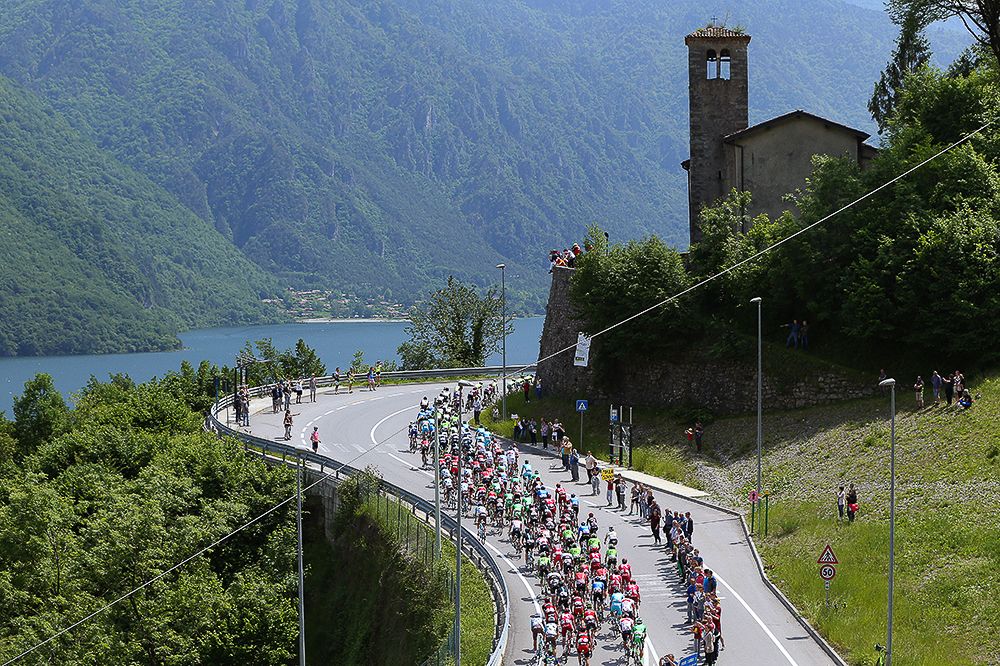 The peloton in action during stage 17 at the Giro.