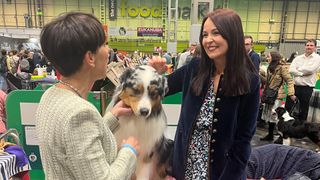 Laura Crombie interviewing Crufts 2024 winner, Australian Shepherd Viking