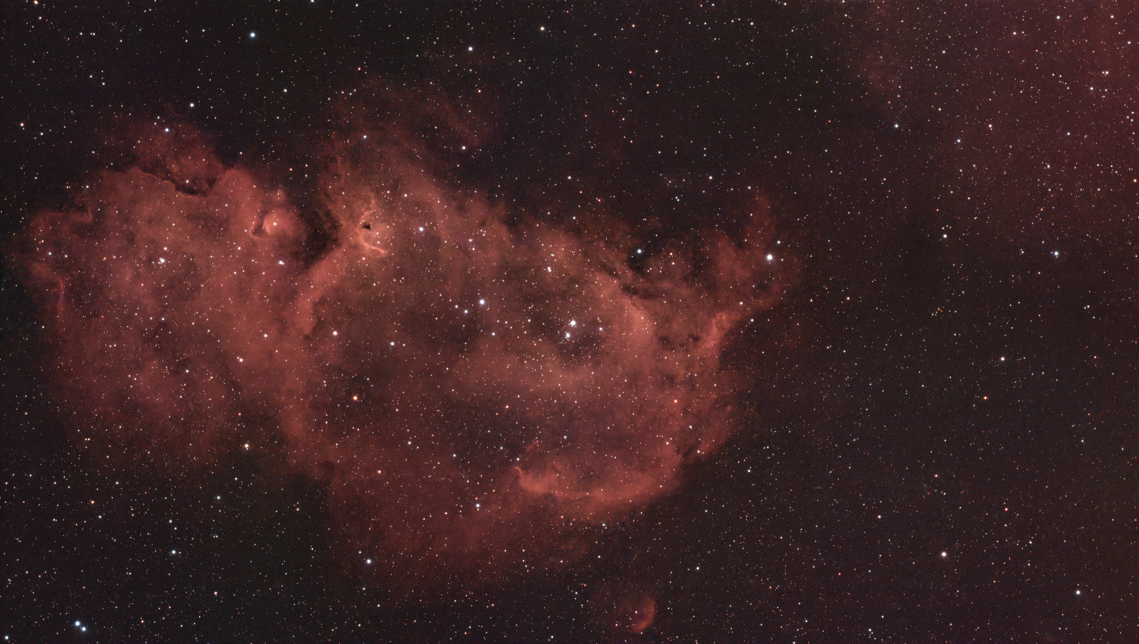 A photograph of the Soul Nebula, taken with the Dwarf III smart telescope, processed in Pixinsight