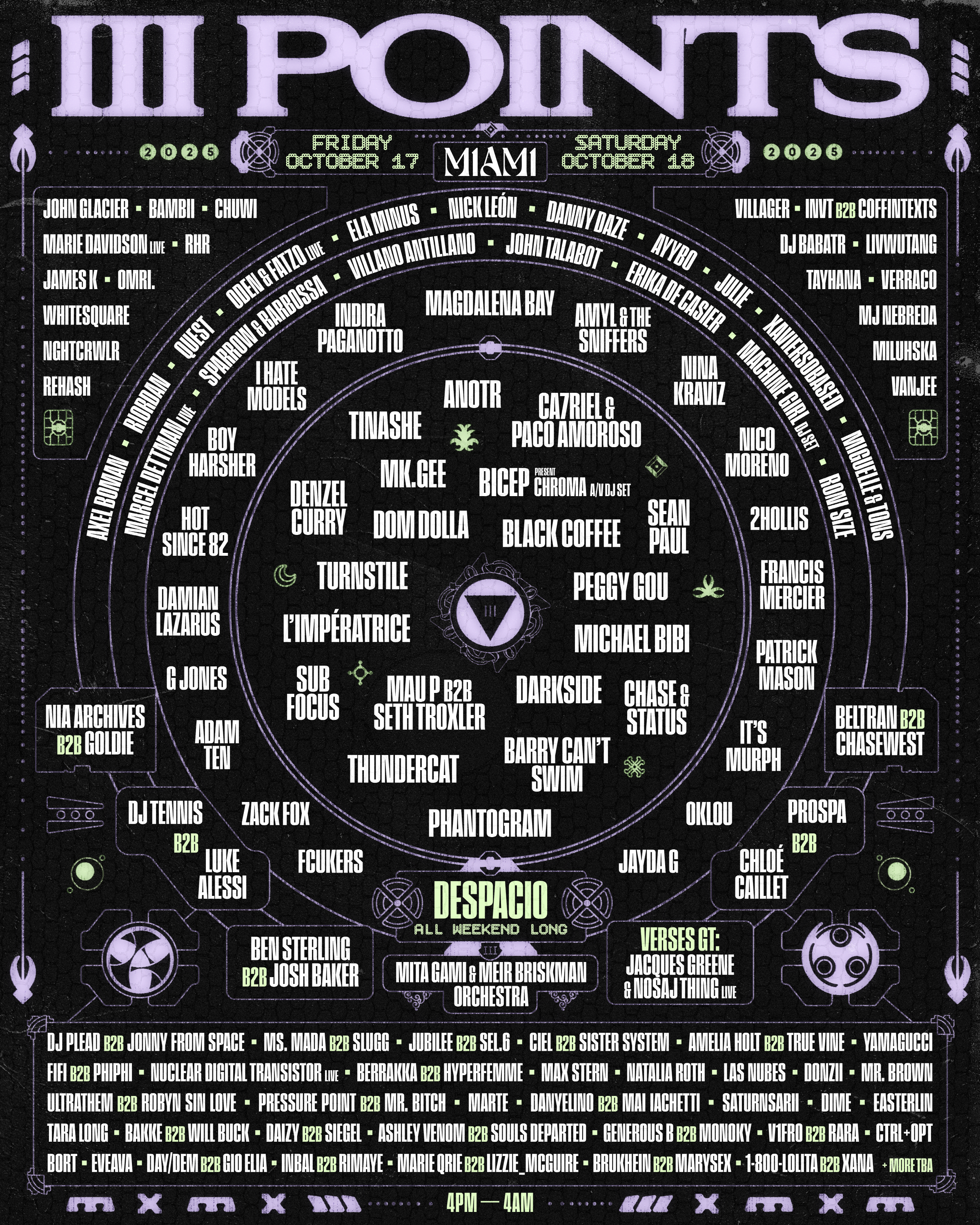 black festival line-up poster