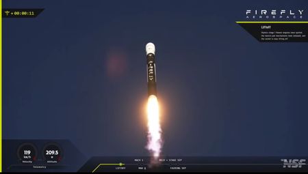 Firefly Aerospace's Alpha rocket launches on the "Stairway to Seven" mission on March 11, 2026.