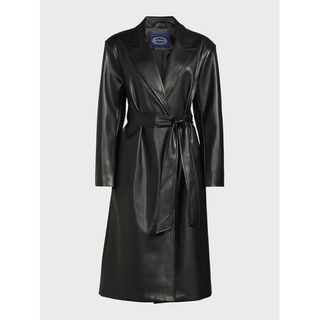 Scoop Women's Faux Leather Trench Coat With Padded Shoulders, Sizes, Xs-Xxl