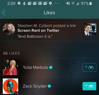 Zack Snyder likes Battinson on Vero