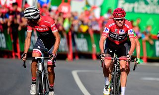 Alberto Contador and Chris Froome finish stage 18 at the Vuelta