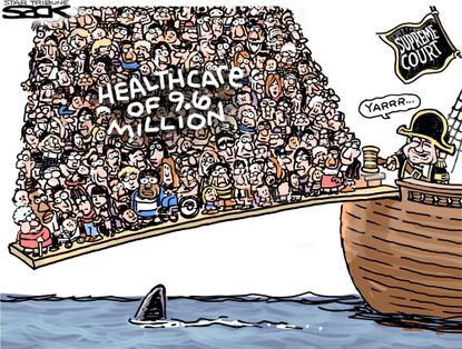 Political cartoon U.S. Supreme Court Obamacare