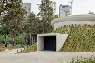 scenic garden in mexico city, greenery and built structure concrete structure
