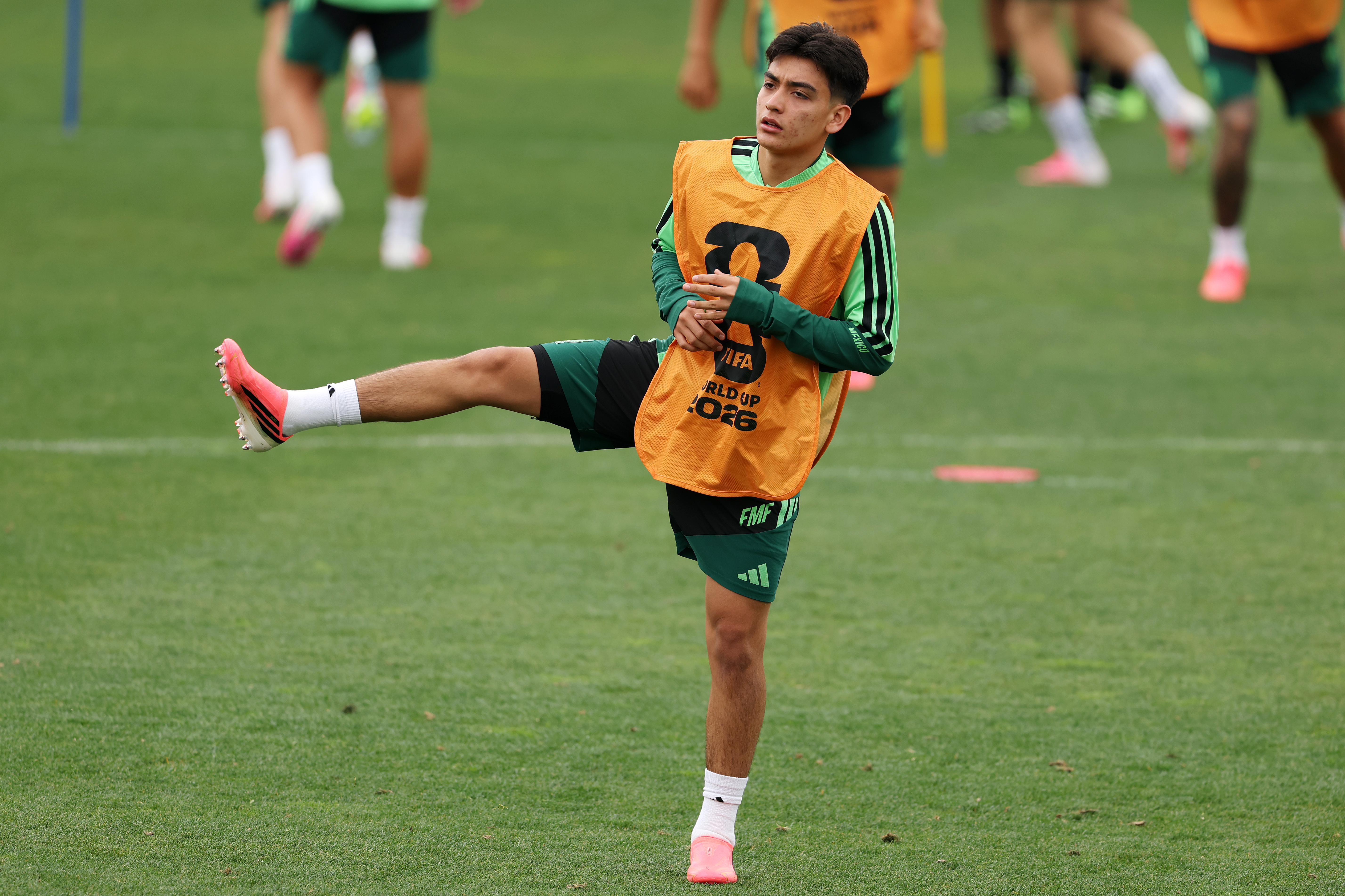 MEXICO CITY, MEXICO - JUNE 10: Gilberto Mora #19 of Mexico looks on during a Mexico Training Session one day ahead of the FIFA World Cup 2026 Group A match between Mexico and South Africa at Centro de Alto Rendimiento on June 10, 2026 in Mexico City, Mexico. (Photo by Luke Hales/Getty Images)