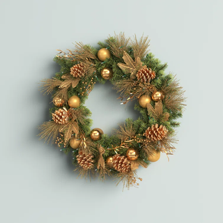 lighted pinecone wreath