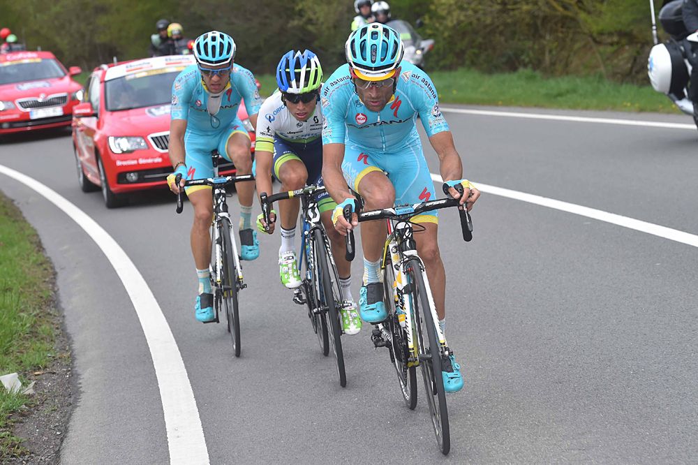 Astana riders in a small group
