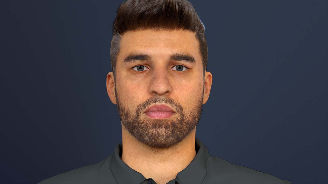 3d scanning, as represented by a scan of a man's head