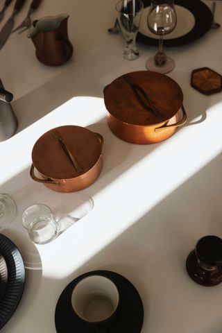 Display of Jens Quistgaard's wooden objects