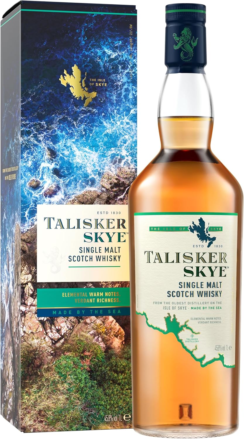 Talisker Skye Single Malt Scotch Whisky | 45.8% Vol | 70cl | Smoky Flavour | Citrus Bursts | Perfect for Whisky Lovers | With Gift Box