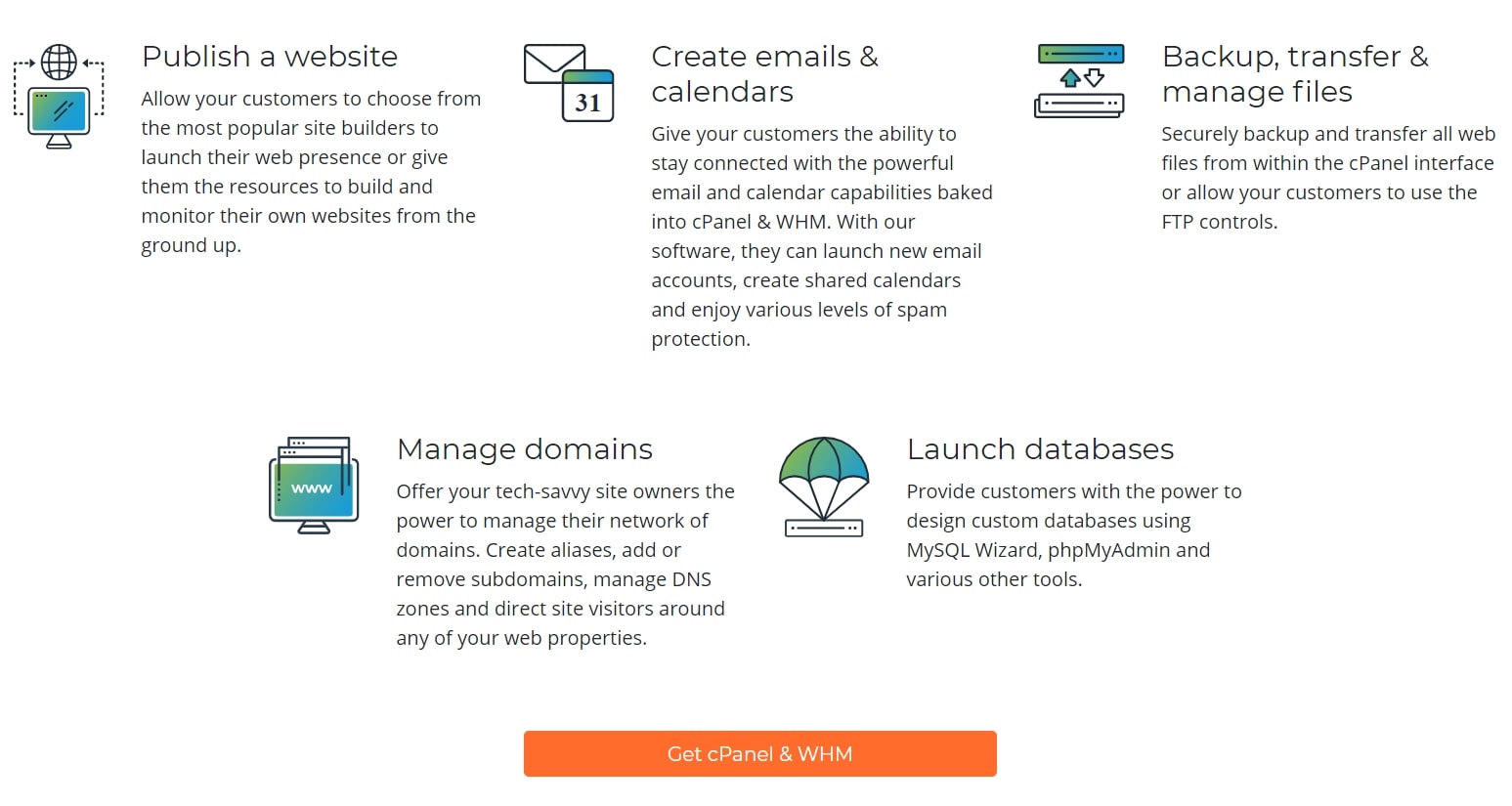 cPanel hosting panel's features