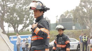 Rob Lowe and Julian Works in the field as Owen and Mateo in 9-1-1: Lone Star
