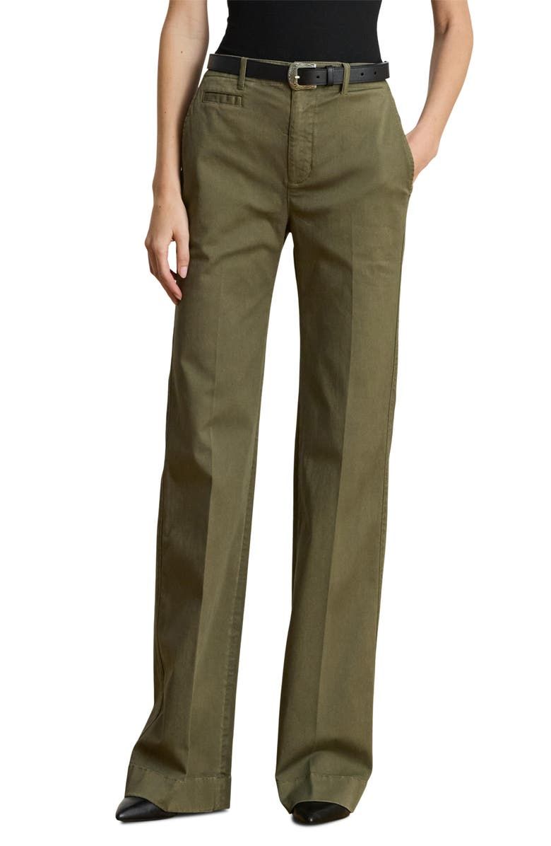 High Waist Flare Stretch Twill Chinos