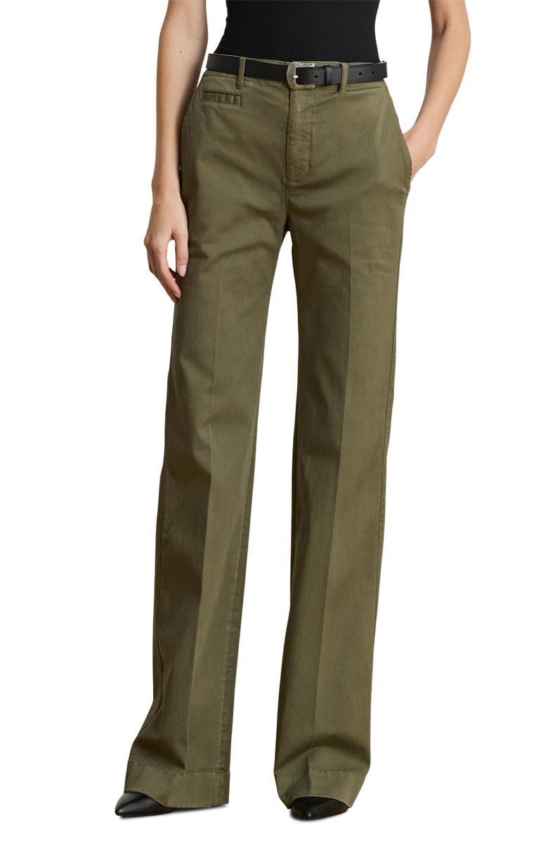 High Waist Flare Stretch Twill Chinos