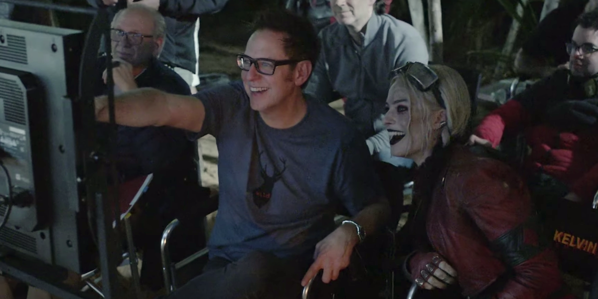 James Gunn with Margot Robbie&#039;s Harley Quinn for The Suicide Squad