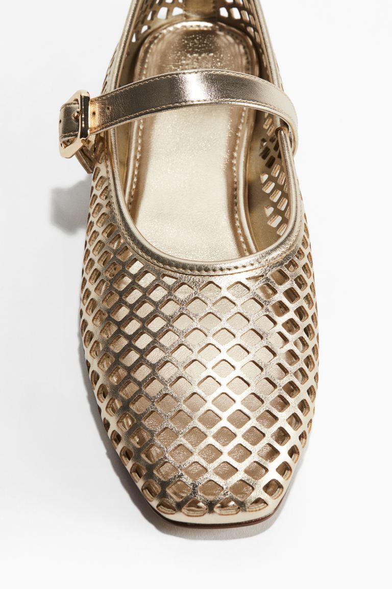 Perforated Mary Jane Ballet Pumps