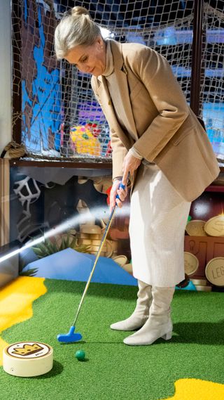 Sophie, Duchess of Edinburgh taking part in Adventure Golf during the Launch of NSPCC's Number Day 2025