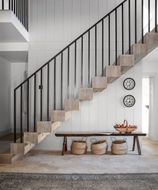 staircase panelling ideas grey painted panelling