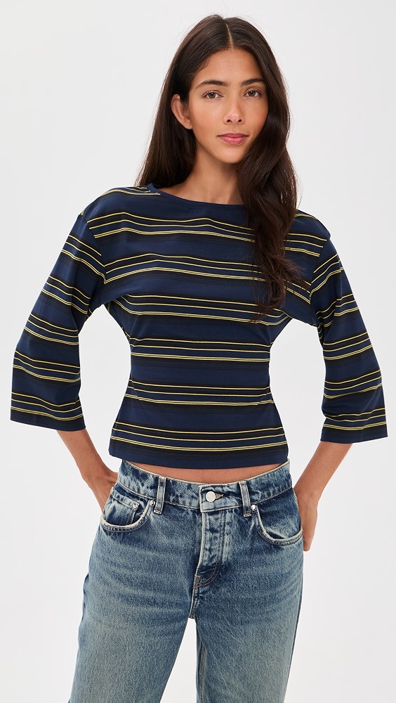 Douglas Top - Navy Moss Stripe