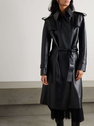 Belted Vegan Leather Trench Coat