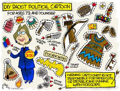 Political cartoon U.S. Elizabeth Warren Trump Presidential campaign 2020