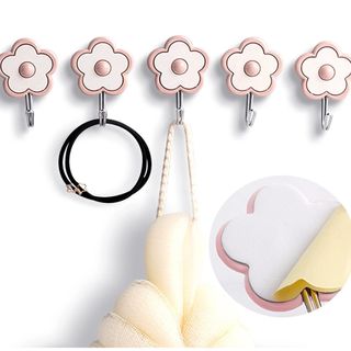 adhesive pink flower hooks