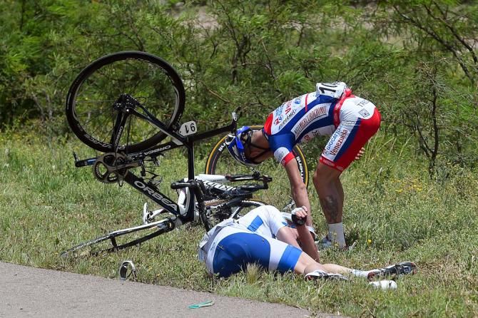 Kevin de Mesmaekers crashed hard during the stage.