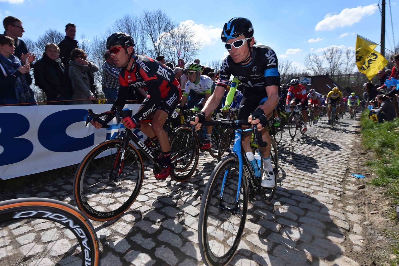 Geraint Thomas (Sky) in the early kilometers of Tour of Flanders