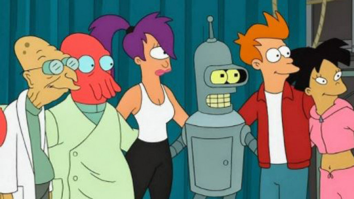 The main characters in Disney Plus including Zoidberg, The Professor, Leela, Fry, Bender and Amy