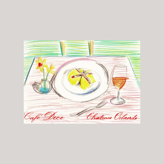 The Chateau Orlando x Café Deco Lunch Table Poster against a pale grey background.