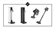 A header image with cut out vacuum cleaners