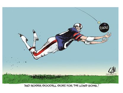 Editorial cartoon NFL Roger Goodell sports