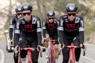 Images shows Tudor Pro Cycling team out training ahead of the 2023 season