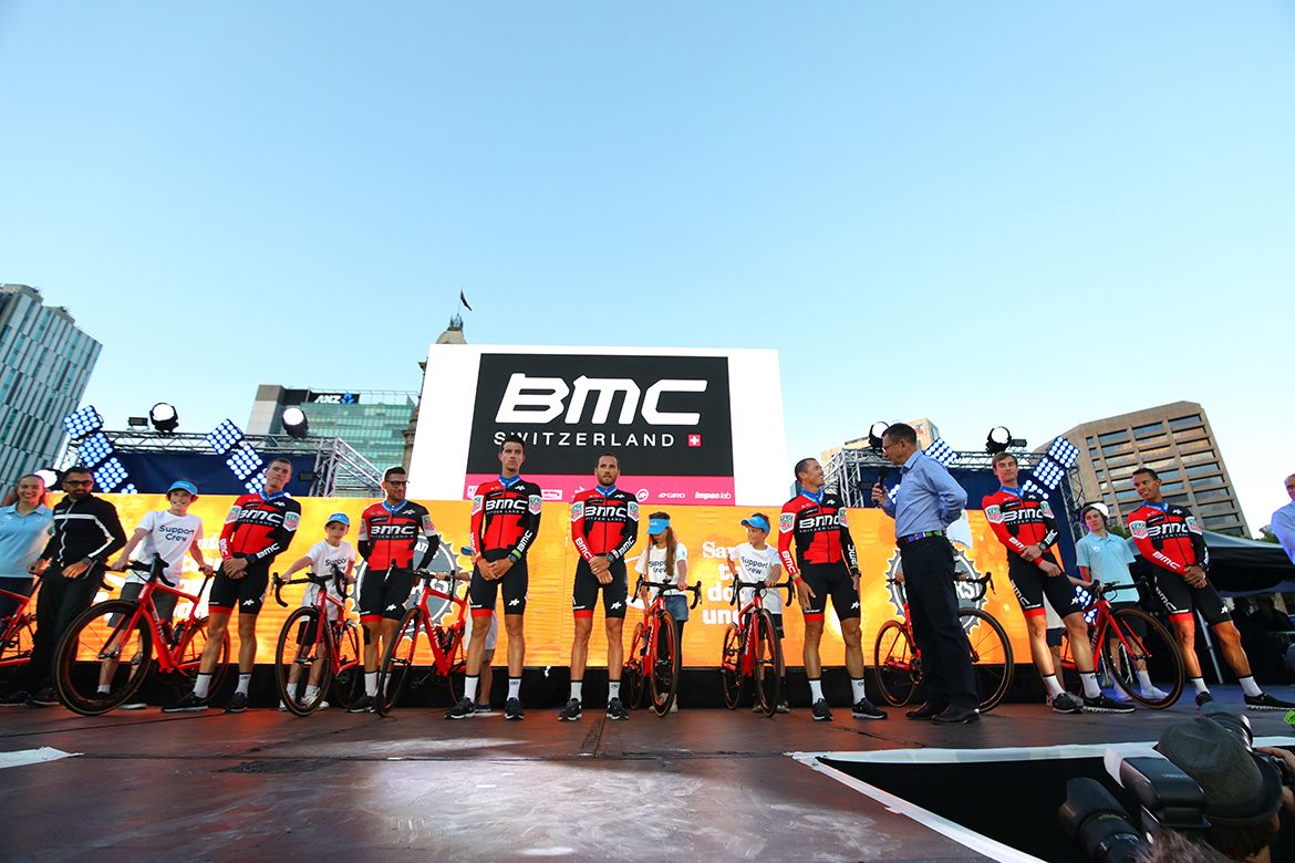 BMC Racing Team at the 2018 Tour Down Under presentation.